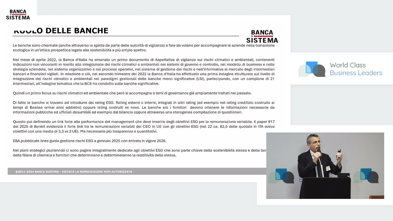 Il Ruolo delle Banche nel Sistema ESG